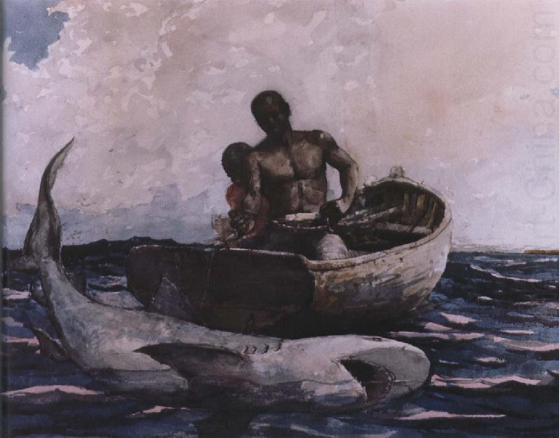 Winslow Homer shark fishing china oil painting image